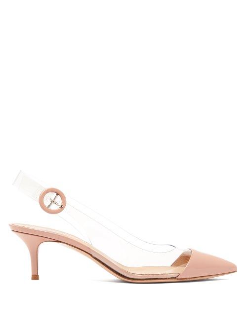 Matchesfashion.com Gianvito Rossi - Plexi 55 Patent Leather Slingback Pumps - Womens - Nude