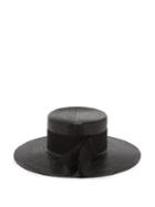 Matchesfashion.com Saint Laurent - Grosgrain Trim Straw Boater Hat - Womens - Black