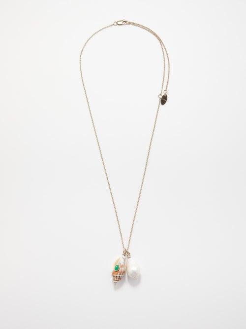 Chlo - Lyv Shell & Baroque Pearl Necklace - Womens - Silver
