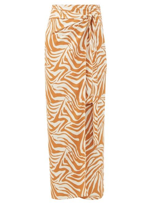 Haight - Zebra-print Wrap Sarong - Womens - Brown White