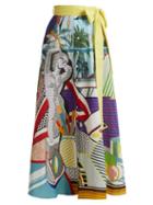 Matchesfashion.com Mary Katrantzou - Camille Pop Art Print Seersucker Midi Skirt - Womens - Multi