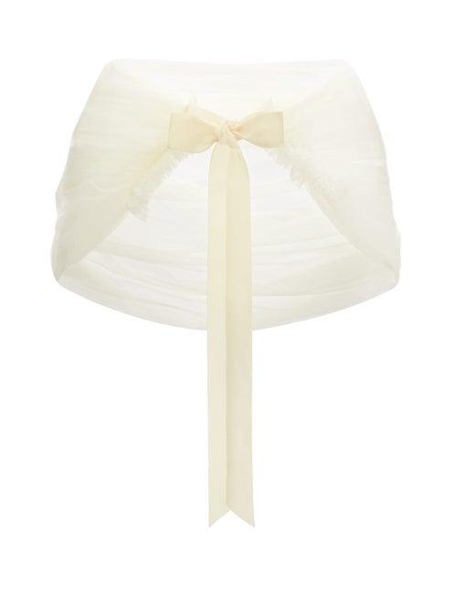 Matchesfashion.com Molly Goddard - Louden Velvet-tie Tulle Shawl - Womens - Ivory
