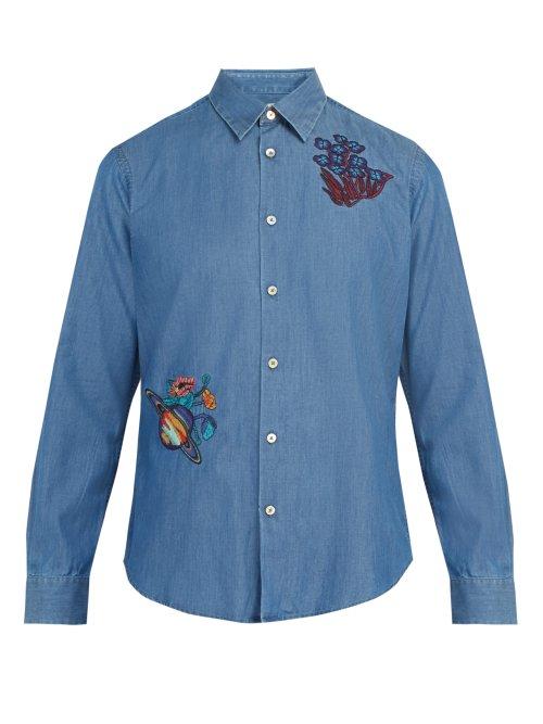 Matchesfashion.com Paul Smith - Dreamer Cotton Blend Shirt - Mens - Blue Multi