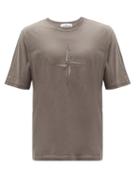 Matchesfashion.com Stone Island - Compass-embroidered Flecked Cotton T-shirt - Mens - Brown