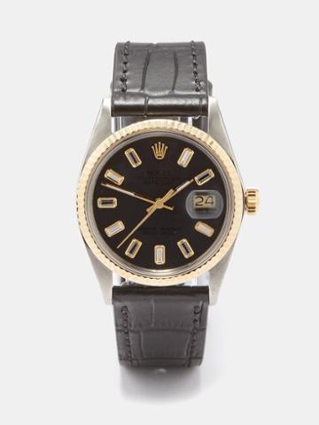 Lizzie Mandler - Vintage Rolex Datejust 36mm Diamond & Gold Watch - Womens - Black Multi