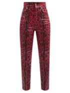 Dolce & Gabbana - High-rise Leopard-print Slim-leg Jeans - Womens - Red