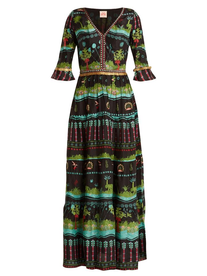 Le Sirenuse, Positano Anita Eden-print V-neck Silk Dress