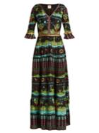 Le Sirenuse, Positano Anita Eden-print V-neck Silk Dress