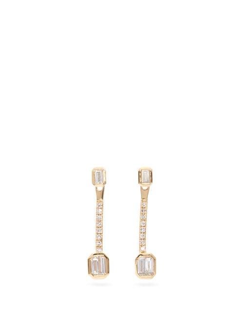Matchesfashion.com Shay - Baguette Punch Diamond & 18kt Gold Drop Earrings - Womens - Yellow Gold