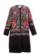Matchesfashion.com By Walid - Tanita Piano Shawl Floral-embroidered Silk Coat - Womens - Black Multi