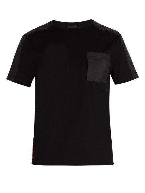 Matchesfashion.com Prada - Shell Panel Stretch Cotton T Shirt - Mens - Black