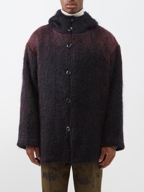 Needles - Dropped-shoulder Hooded Mohair-blend Coat - Mens - Navy Red