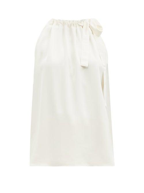 Matchesfashion.com Zimmermann - Gathered-neck Twill Top - Womens - Ivory