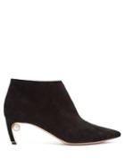 Matchesfashion.com Nicholas Kirkwood - Mira Pearl Heeled Suede Ankle Boots - Womens - Black