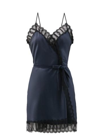 Ladies Lingerie Eres X Julie De Libran - Jane Lace-trimmed Silk-satin Mini Slip Dress - Womens - Navy/black