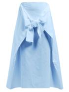 Matchesfashion.com Joseph - Perrin Tie Front Midi Skirt - Womens - Blue