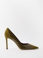 Jimmy Choo - Cass 95 Suede And Patent-leather Pumps - Womens - Green