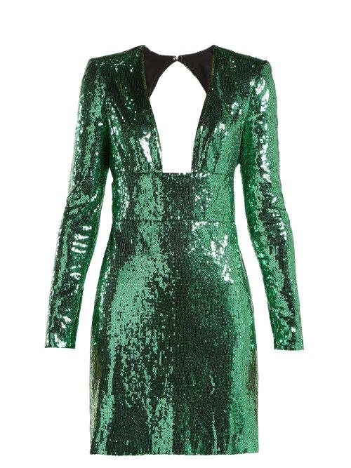 Matchesfashion.com Dundas - Cut Out Back Sequined Dress - Womens - Green