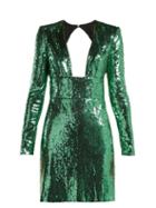Matchesfashion.com Dundas - Cut Out Back Sequined Dress - Womens - Green