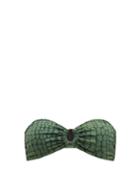 Matchesfashion.com Solid & Striped - The Tati Crocodile-jacquard Bandeau Bikini Top - Womens - Dark Green