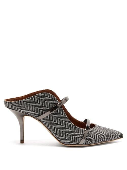 Matchesfashion.com Malone Souliers - Maureen Herringbone Mules - Womens - Grey