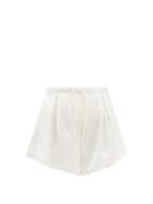 Saint Laurent - Drawstring-waist Organic-silk Charmeuse Shorts - Womens - White