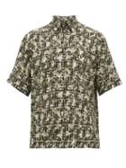Matchesfashion.com Fendi - Ff-print Technical-georgette Shirt - Mens - Green Multi