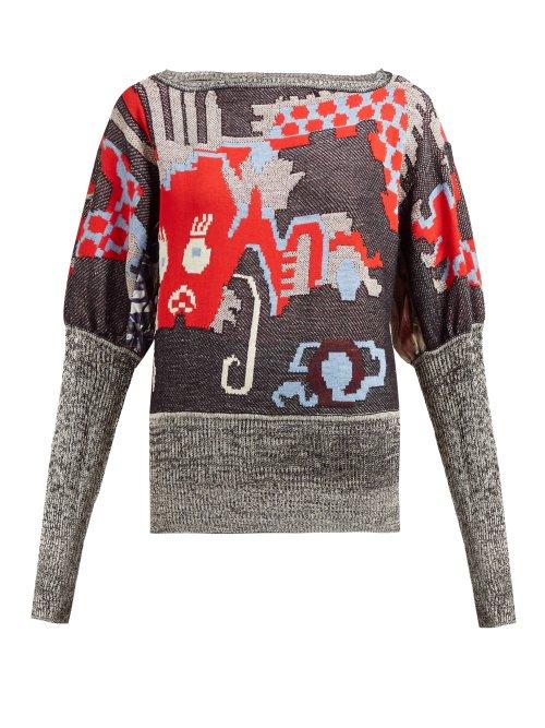 Matchesfashion.com Vivienne Westwood - Dragon Jacquard Sweater - Womens - Black Multi