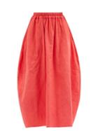 By Walid - Nadia Vintage 19th-century Linen-blend Midi Skirt - Womens - Red