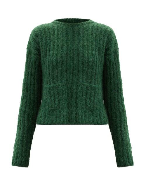 Matchesfashion.com Sara Lanzi - Ribbed Mohair-blend Sweater - Womens - Green