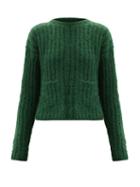 Matchesfashion.com Sara Lanzi - Ribbed Mohair-blend Sweater - Womens - Green