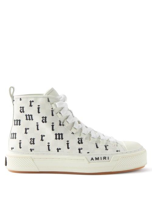 Amiri - Old English-print Canvas High-top Trainers - Mens - White