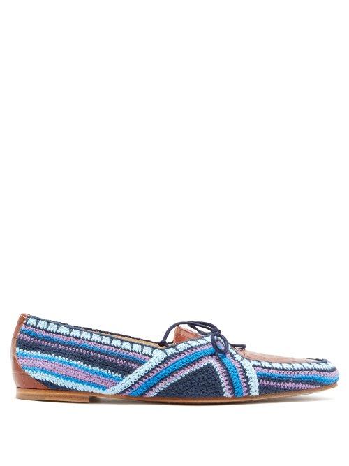 Matchesfashion.com Gabriela Hearst - Hays Embroidered Crocodile Effect Leather Loafers - Womens - Brown Multi