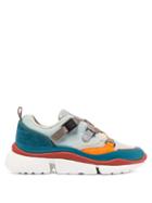 Matchesfashion.com Chlo - Sonnie Raised-sole Canvas And Leather Trainers - Womens - Blue Multi