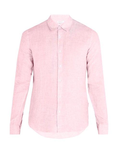 Matchesfashion.com Orlebar Brown - Morton Linen Shirt - Mens - Pink
