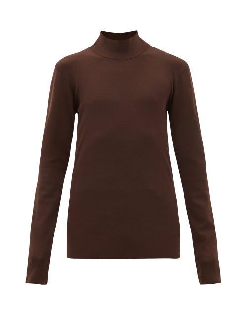 Matchesfashion.com Bottega Veneta - High-neck Jersey Sweater - Mens - Brown