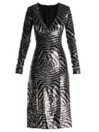 Matchesfashion.com Halpern - Zebra Pattern Sequined Dress - Womens - Blue Multi