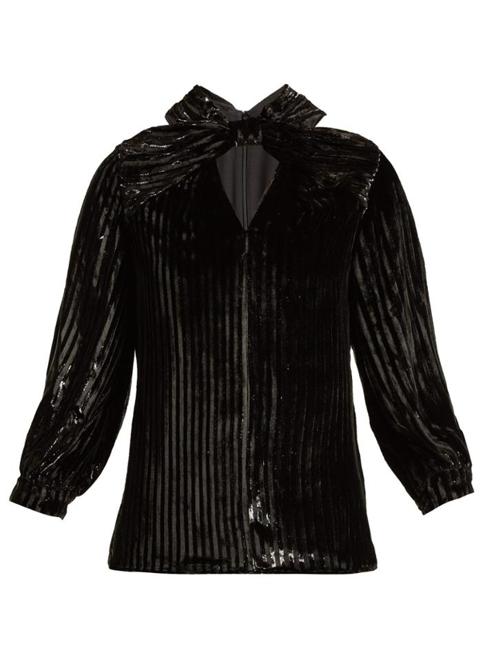 Erdem Zadie Striped Velvet Top