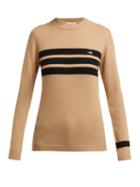 Matchesfashion.com Bella Freud - Embroidered Dog And Stripe Cashmere Sweater - Womens - Tan Multi