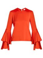 Matchesfashion.com Galvan - Tiered Sleeve Crepe Back Satin Top - Womens - Red