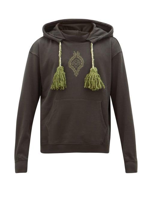 Matchesfashion.com Adish - Tasselled-drawstring Hooded Cotton Sweatshirt - Mens - Black