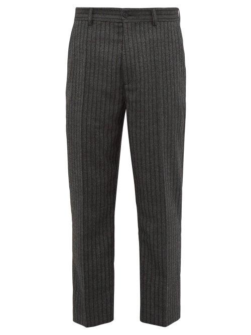 Matchesfashion.com Hope - Striped Herringbone Twill Slim Leg Trousers - Mens - Grey