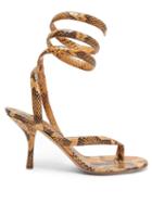 Matchesfashion.com Bottega Veneta - Wraparound Snake-effect Leather Sandals - Womens - Light Tan