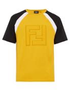 Matchesfashion.com Fendi - Ff Embroidered Cotton T Shirt - Mens - Yellow Multi