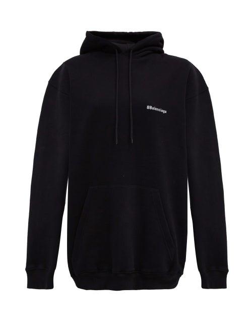 Matchesfashion.com Balenciaga - Logo-embroidered Jersey Hooded Sweatshirt - Womens - Black White