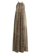 Matchesfashion.com Elie Saab - Python Print Chiffon Halterneck Gown - Womens - Animal