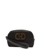 Matchesfashion.com Valentino Garavani - V-logo Canvas Cosmetics Bag - Womens - Black