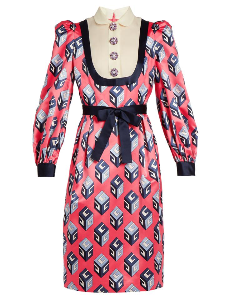 Gucci Gg Wallpaper-print Silk-satin Dress