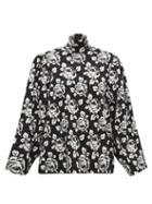 Matchesfashion.com Balenciaga - High-neck Wool-blend Floral-jacquard Sweater - Womens - Black White