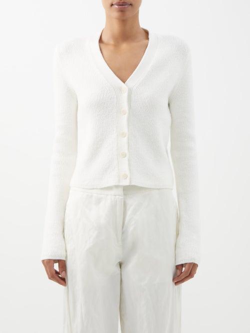 Joseph - V-neck Linen-blend Cardigan - Womens - Ivory